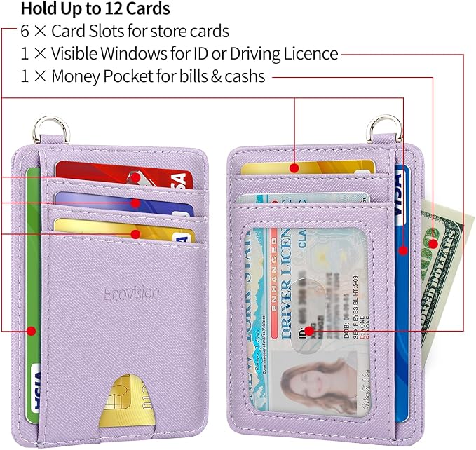 Slim Minimalist Front Pocket Wallet, RFID Blocking Credit Card Holder Wallet with Detachable D-Shackle for Men Women - Image 6