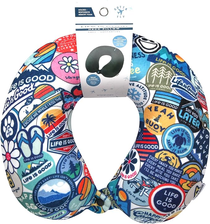 Life is Good Neck Pillow with Soft Memory | All-Over Print, U-Shaped, Cozy Cushioning Cradles Your Head and Spine for Long Trips - Image 6