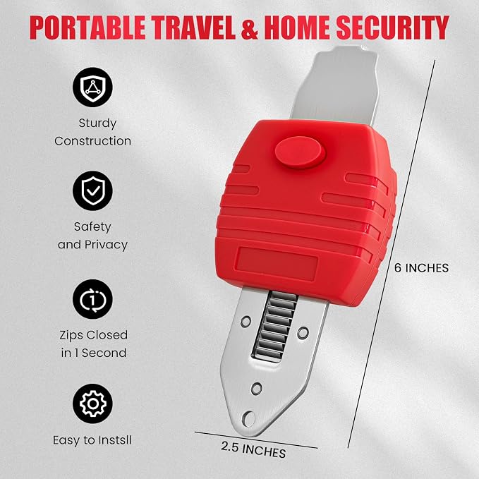 Portable Door Lock for Travel & Home - Hotel Door Locks for Travelers Security, Durable Travel Safety Device for Apartment Airbnb College, Home Security, Travel Essentials, Easy to Use - Image 2