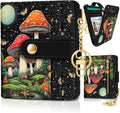 Jogjam Mushroom Rfid Women Wallet, Small Slim Thin Credit Card Holder | PU Leather Bifold Cash Zipper Coin Pocket ID Window, for Female Ladies Teen Girls Girly Gifts by Jogjam