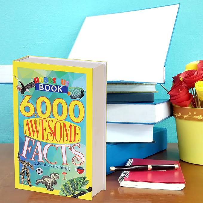 6000 Awesome Facts Book Safe Lock Box with Key, Decorative Hidden Book Safe with 2 Keys, Diversion Safe Box Secret Compartment Items for Cash and Family Security, 9.3" x 6.0" x 2.3" - Image 9