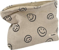 Cosmetic Bags for Women - Corduroy Cosmetic Bag Aesthetic Women Handbags Purses Smile Dots Makeup Organizer Storage Makeup Bag Girls Case Bags (A-Beige) by Gardsell