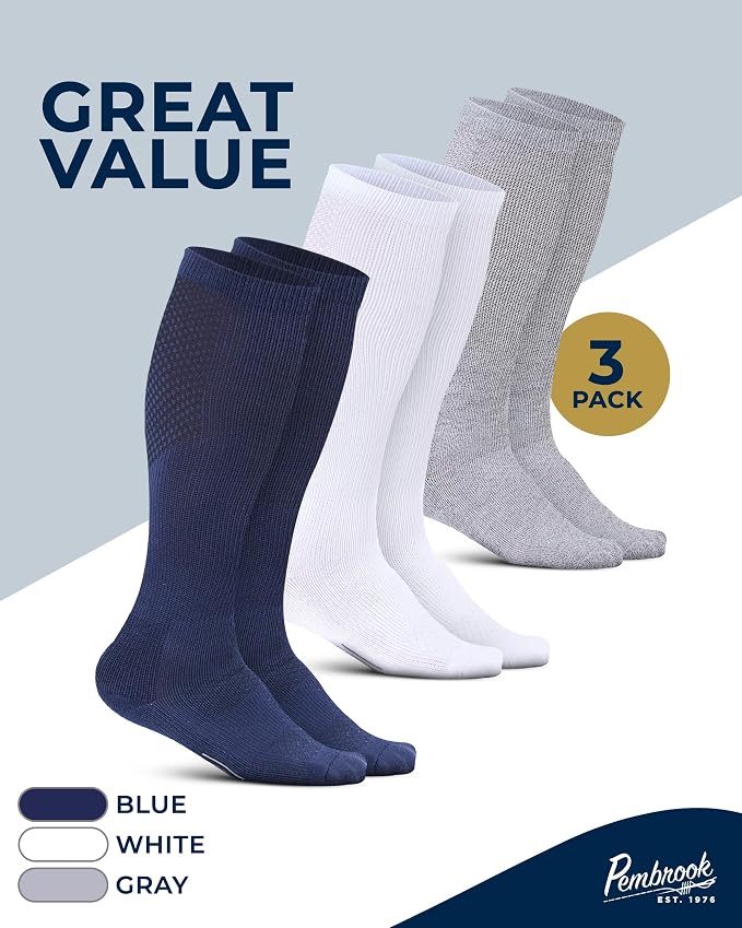 Pembrook® Light Compression Socks for Men & Women - 3 Pairs | 8-15 mmhg Compression Dress Socks for Men | Support Socks - Image 5