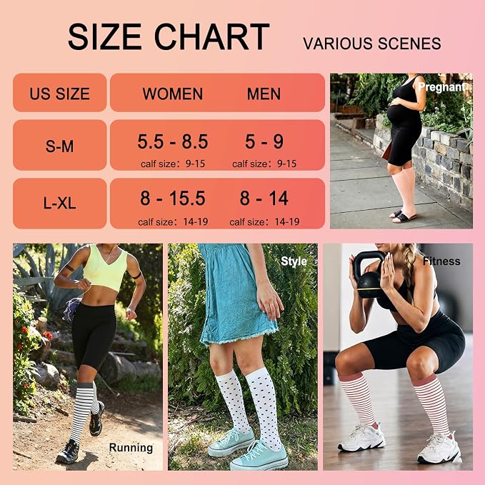 4 Pairs Compression Socks for Women Circulation-Best Support for Nurses,Running,Athletic,Travel - Image 6