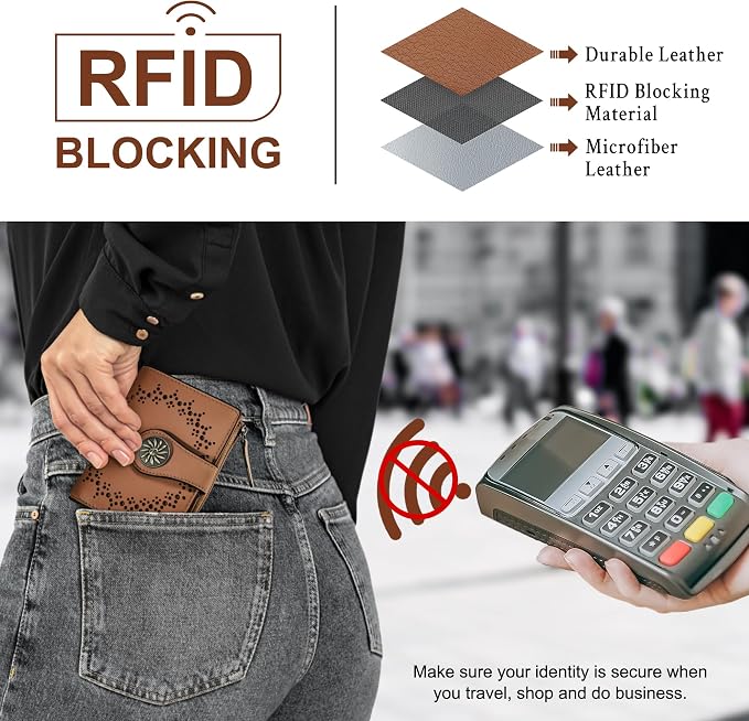 Tipmile Small Wallet for Women Bifold RFID Blocking Card Holder Leather Wallets with Zipper Coin Pocket - Image 3
