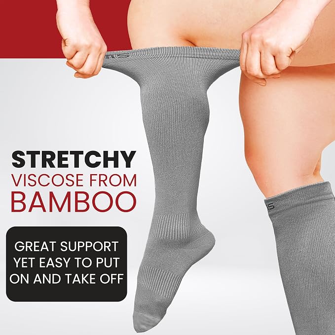 BAMS Plus Size Compression Socks Wide Calf XL XXL XXXL – Graduated Knee-High Support, Viscose from Bamboo Easy-On/Easy-Off - Image 3