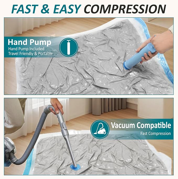 Cozy Essential Vacuum Storage Bags, 80% Compression Vacuum Seal Space Saver Plastic Packaging Bags for Clothes, Blankets, Pillow, Bedding, Comforters, Sealer Clothing Storage,30 Combo - Image 6