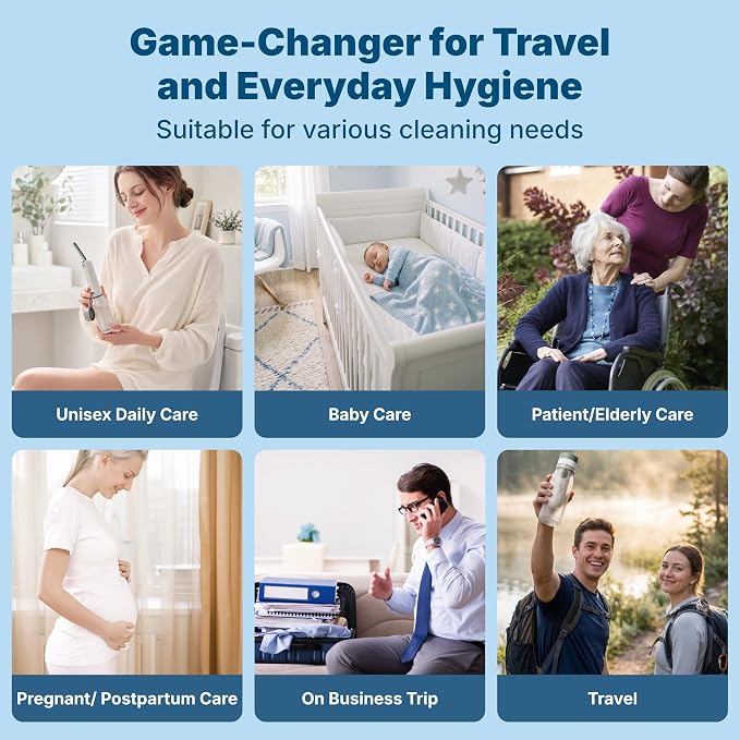 FBJ Portable Bidet,Rechargeable Bidet for Travel,Electric Peri Bottle High Pressure Handheld Sprayer with 3 Spray Modes,IPX7 Waterproof Travel Bidet for Women,Men,Postpartum,Personal Hygiene - Image 9