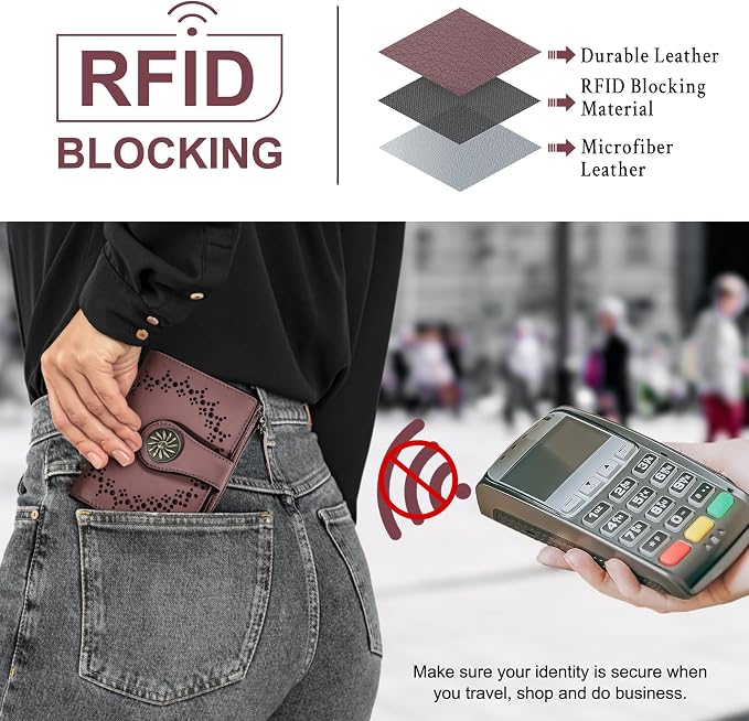 Tipmile Small Wallet for Women Bifold RFID Blocking Card Holder Leather Wallets with Zipper Coin Pocket - Image 3