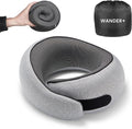 WANDER PLUS® Travel Pillow, 100% Pure Memory Foam Travel Neck Pillow Airplane Neck Support Ergonomic Design Best for Sleeping Plane Car Train Office Flight for Adults Grey by WANDERPLUS