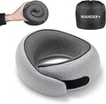 WANDER+ Plus Travel Neck Pillow, Pure Memory Foam Neck Pillow for Airplanes, Comfortable Breathable Cover, 360 Degree Support Ergonomic Design Best for Sleeping Plane Train Travel Essentials Max Grey by WANDERPLUS