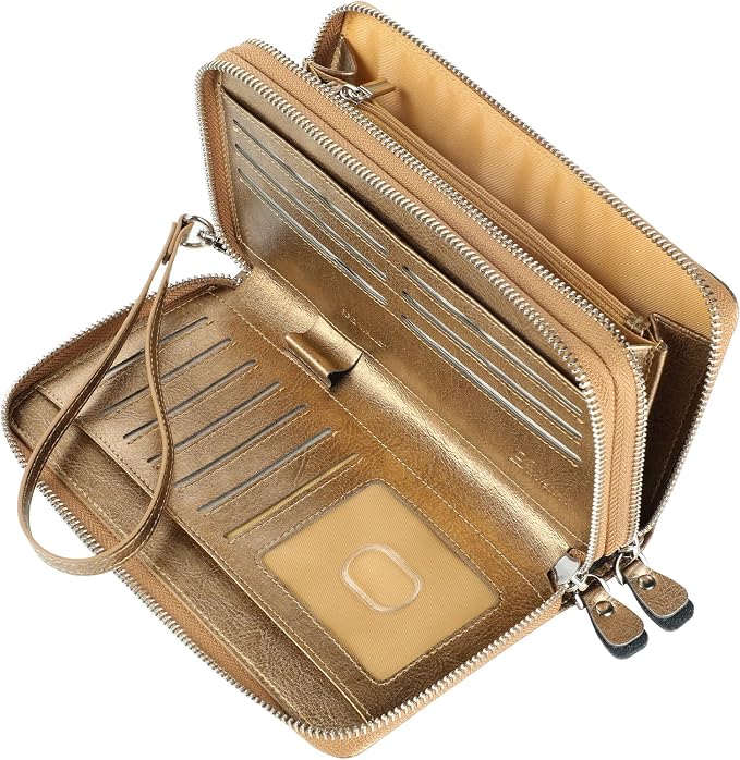 Small Compact Women Wallet RFID Blocking Genuine Leather Bifold Purse with ID Windows - Image 4