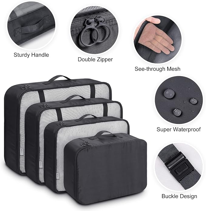Mossio 9 Set Packing Cubes with Shoe Bag & Electronics Bag - Luggage Organizers Suitcase Travel Accessories - Image 4