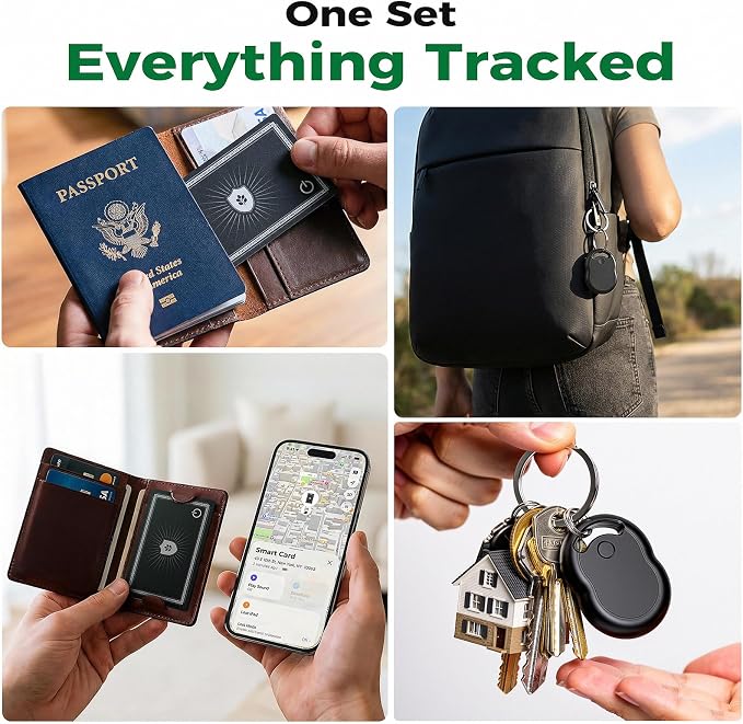 [3-Pack] 1 Wallet Tracker Card & 2 Air Tracker Tags, Ultra-Slim 0.07in Smart Finder Compatible with Apple Find My (iOS Only), Rechargeable Item Locator for Keys,Wallet,Luggage,Passport,Backpack - Image 9