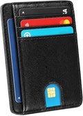 Slim Minimalist Front Pocket RFID Blocking Leather Credit Card Holder, Small Compact Wallet with ID Window for Men and Women (Black) by Unknown