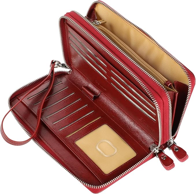Small Compact Women Wallet RFID Blocking Genuine Leather Bifold Purse with ID Windows - Image 5