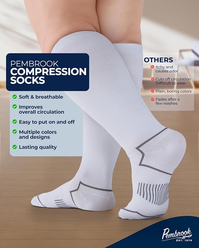 Pembrook Plus Size Compression Socks for Women Wide Calf - 3 Pairs, 20-30mmHg Extra Wide Calf Compression Socks, Up to 4XL - Image 3