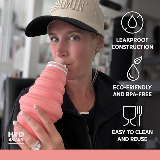 HYDAWAY 25oz Collapsible Water Bottle, Packable Leakproof for Travel | Large capacity design. Folds flat for carry-ons, day bags, hiking packs. Leakproof, BPA-free. - Image 3