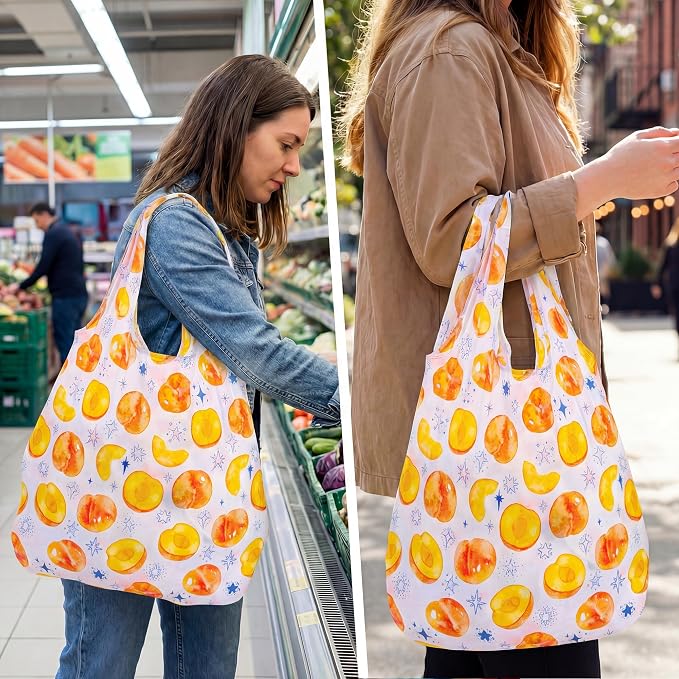 Stelle Lightweight Reusable Grocery Bag with Handles Ripstop Nylon Foldable Tote Shopping Bags for Travel and Groceries - Image 7