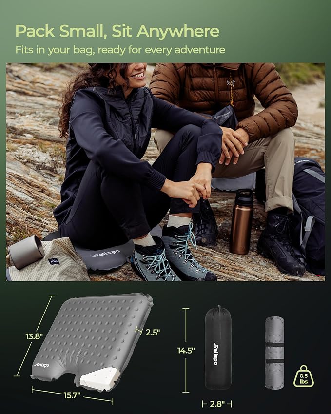 Inflatable Stadium Seat Cushion for Airplane, 2.5" Thicker Foam | Ergonomic Pressure Relief Bleacher Cushion, High-Density Foam, Portable Travel Seat Cushion for Flights Camping Stadium Use - Image 5