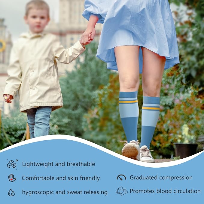 fenglaoda Compression Socks Women Men 4 Pairs, Knee High Support Socks for Running, Sports, Travel, Flight, Nurse - Image 7