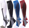 4 Pairs Compression Socks for Men Women 20-30 mmHg Knee High Support Socks | Wide Calf Fit, Graduated Compression, Circulation Support, Tired Legs & Swelling Relief; Sports, Travel, Nurses, Daily Wear by DoubleCouple