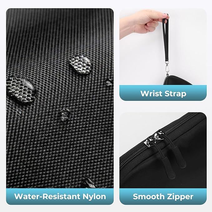 FYY Travel Cable Organizer - 8 Compartments, Lightweight, Water Repellent | With Wrist Strap, Portable Tech Pouch for Cord Charger, Travel and Business Trips Use, Soft Shell Nylon, Black (Small) - Image 5