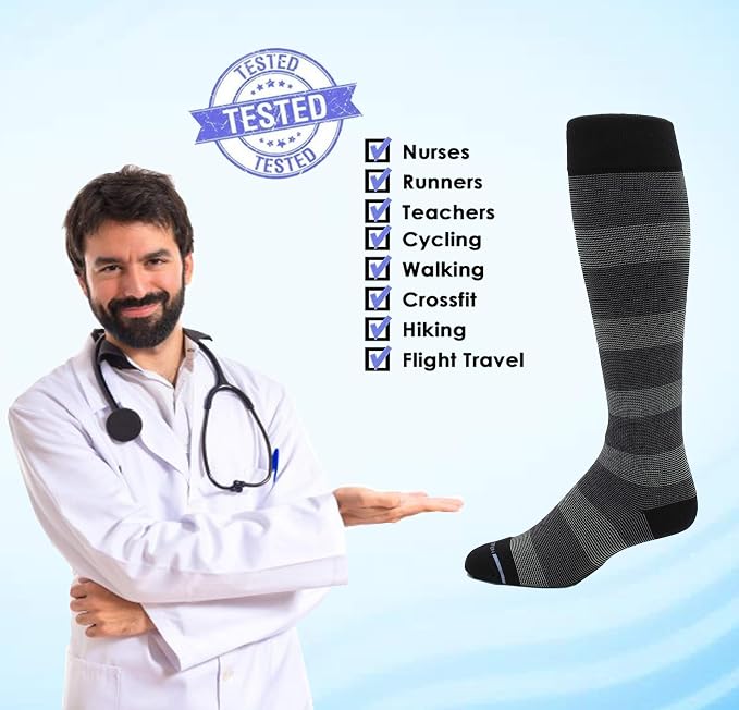 Dr. Motion 4 Pairs Men's Athletic Traveler Graduated Compression Knee High Socks - Image 6