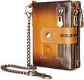 Genuine Leather Mens Wallet with Chain, RFID Blocking Biker Bifold Wallet with Anti-Theft Chain by bill+heart