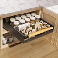 Pull Out Cabinet Organizer, 15.3'' Deep Expandable Slide Out Cabinet Organizer Fixed with Adhesive Nano Film, Slide Out Drawers Pull Out Tray for Cabinet in Kitchen, Pantry, Bathroom, Black by Upesitom