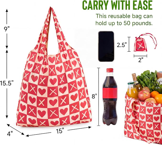 Stelle Lightweight Reusable Grocery Bag with Handles Ripstop Nylon Foldable Tote Shopping Bags for Travel and Groceries - Image 3