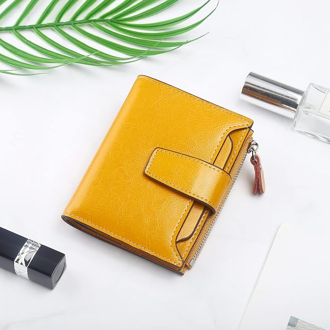 Small Compact Women Wallet RFID Blocking Genuine Leather Bifold Purse with ID Windows - Image 6