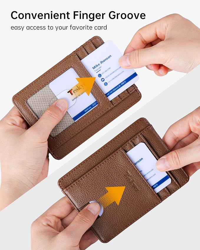 Teskyer Slim Minimalist Wallet for Men, RFID Front Pocket Card Holder | Ultra Slim Front Pocket Design, 8 Card Slots, RFID Protection, Smooth Faux Leather for Everyday Carry - Image 7