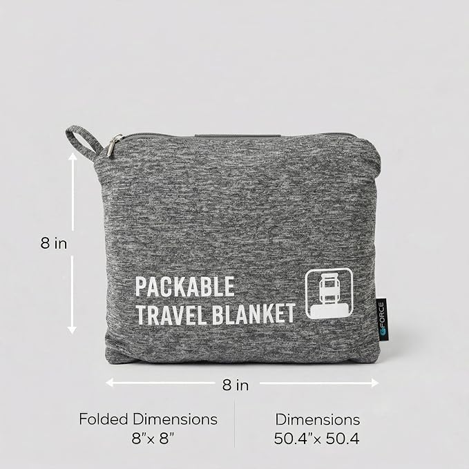 GForce Jersey Knit Travel Blanket| Packable| Fits Over Handle | Soft| Easy to Travel| Grey | Travel | Bag | Blanket | - Image 2