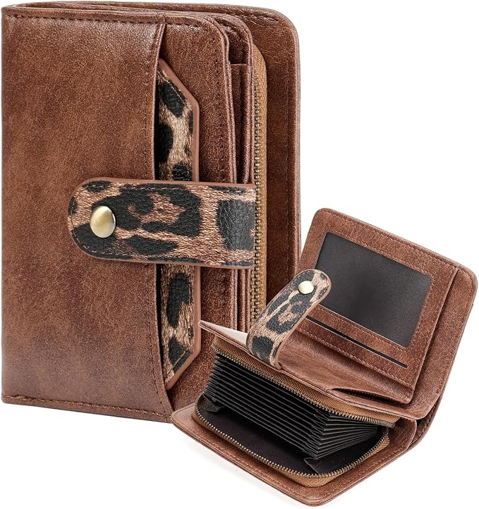 GAEKEAO Small Leather Credit Card Holder Wallets for Women RFID Blocking Bifold Wallet Zipper Pocket with Removable ID Window by GAEKEAO