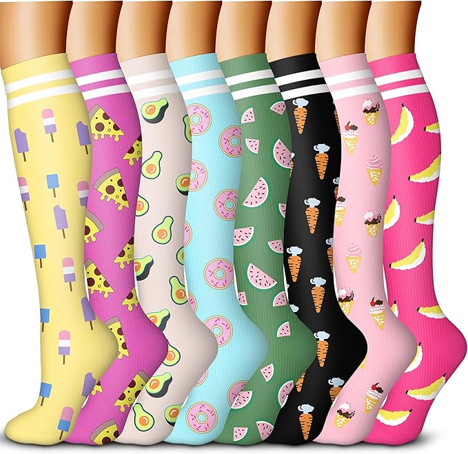 QUXIANG Copper Compression Socks for Women & Men Circulation (8 Pairs) - Best for Running Athletic Cycling - 15-20 mmHg by QUXIANG