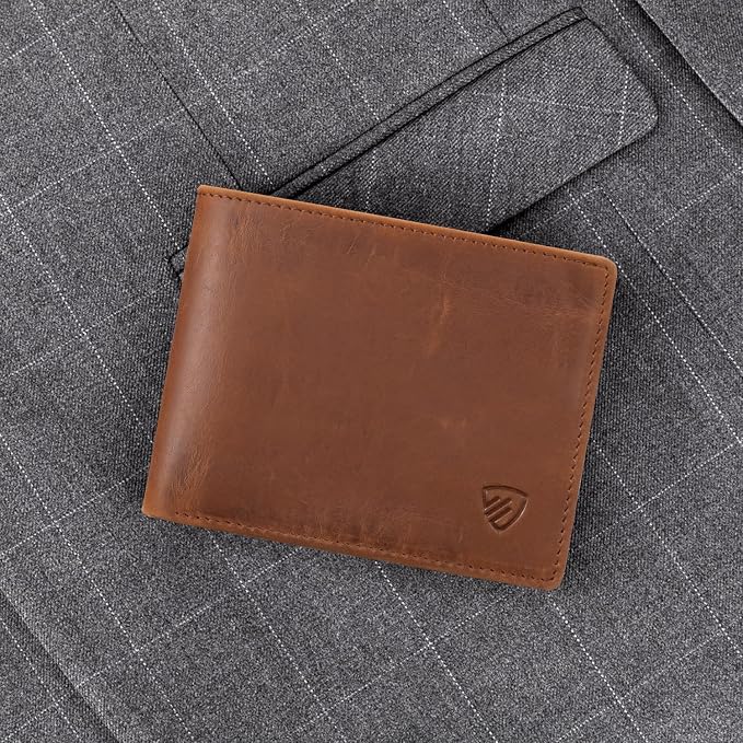 RUNBOX Wallet for Men|Slim Bifold Rfid Blocking Leather Wallet|Front Pocket | Genuine Leather,Handmade,8 Card Slots,ID Window,Money Pocket,Coin Pocket, Gift for Men,Minimalist Compact - Image 6