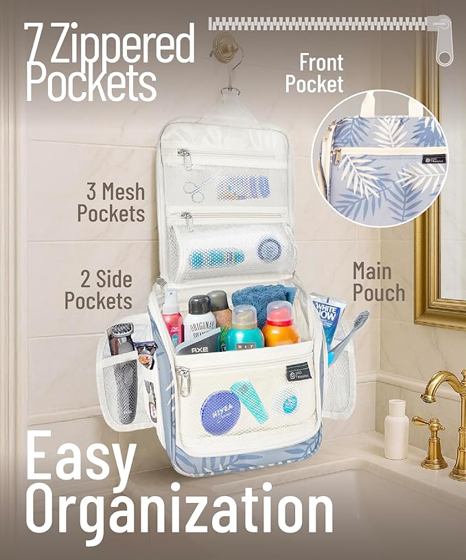 D&D Wanderlust D&D Hanging Travel Toiletry Bag for Men and Women – Cosmetics, Makeup and Toiletries Organizer Kit with 10 Compartments - Image 3