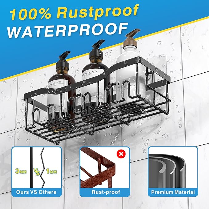 EUDELE 5-Pack Rustproof Stainless Steel Shower Caddy Set– No Drill Adhesive Bathroom Organizer, Space-Saving Shower Shelves for Apartment Essentials, Bathroom/Kitchen Storage Home Decor-L Size - Image 6