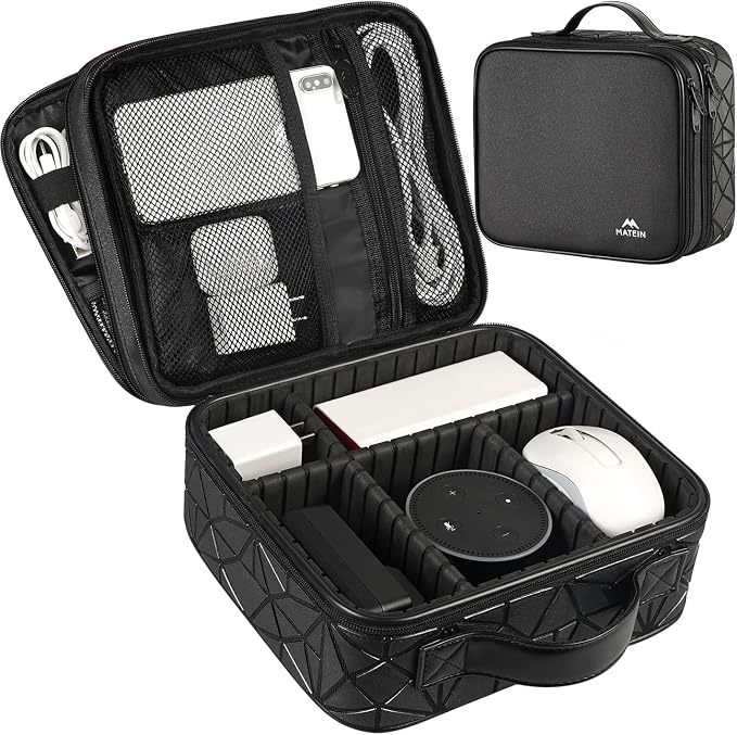 MATEIN Cord Organizer Case with Adjustable Divider, Large DJ Cable File Bag | DJ Equipment, Music Accessories, Double Layer, Shockproof, Portable, Cable Storage for Cord, Charger, Tech Accessories, Black - Image 7