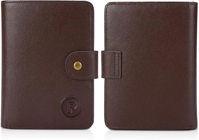 Polare Luxury RFID Blocking Leather Passport Holder Travel Wallet For Men and Women (Coffee with AirTag Slot(Snap Version)) - Image 9