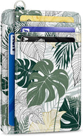 Yonlevres Tropical Leaf Credit Card Holder Slim RFID Wallet Women Small | Front Pocket, Handy, RFID Blocking, Woman Girls Ladies Gifts, D-ring for Keychain,Thin Mini Card Case, ID Window, PU Leather by Yonlevres