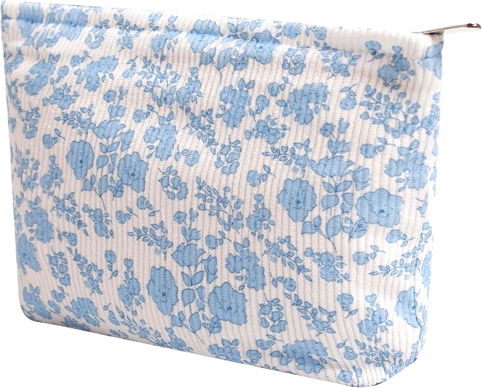 Cosmetic Bags for Women - Corduroy Cosmetic Bag Aesthetic Women Handbags Purses Smile Dots Makeup Organizer Storage Makeup Bag Girls Case Bags (Flowers-Orchid) by Gardsell