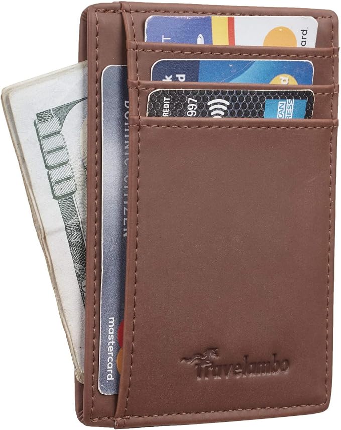 Travelambo Slim Wallet Front Pocket Minimalist Leather RFID Blocking Medium Size - Image 2