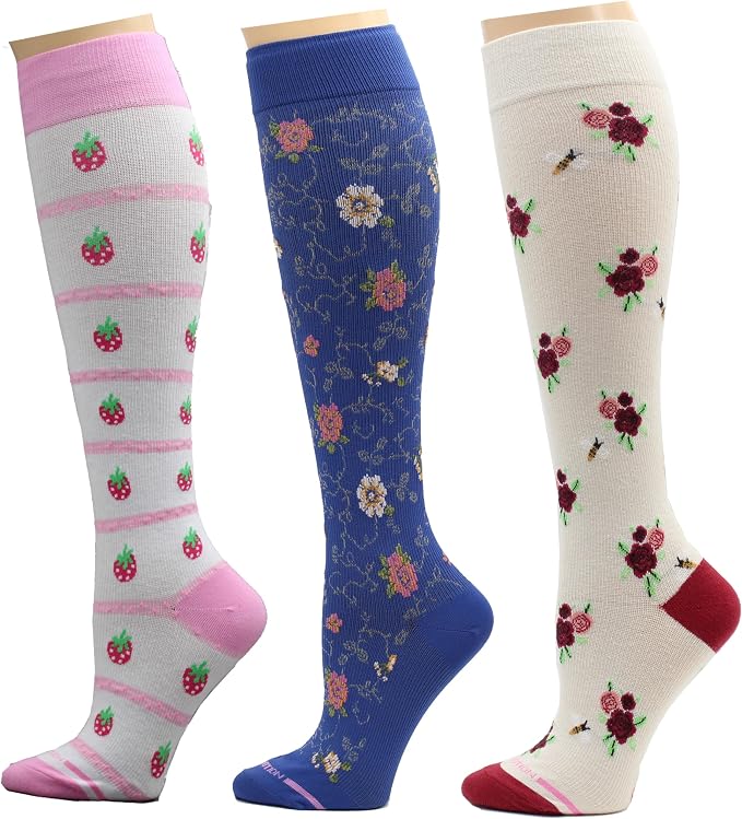 Dr. Motion 3 Pairs Therapeutic Graduated Compression Women's Knee-hi Socks by Dr.+Motion