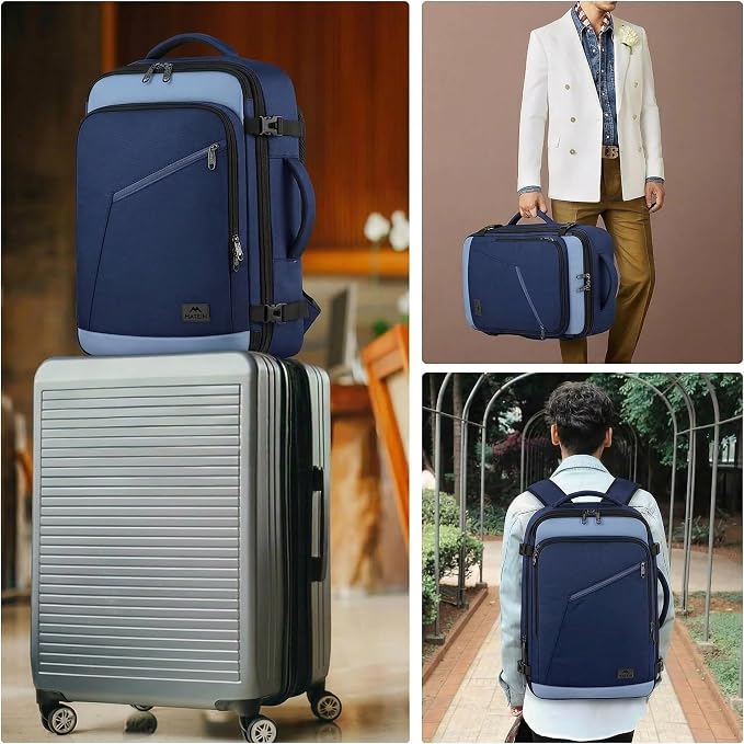 MATEIN Expandable Travel Backpack, Large Capacity Carry on Backpack for Men | For Airplanes, Airline Approved Bags with Adjustable Shoulder Straps, Water Resistant, For International Trip,Grey Blue - Image 6