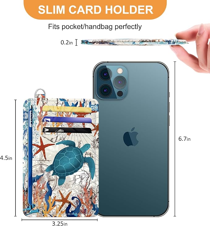 SEAVILIA Small Credit Card Holder for Women, Slim RFID Blocking Wallet | Cute Mini ID Card Case, Thin Minimalist Pocket Wallet, Gift for Girls, Sea Turtle - Image 6