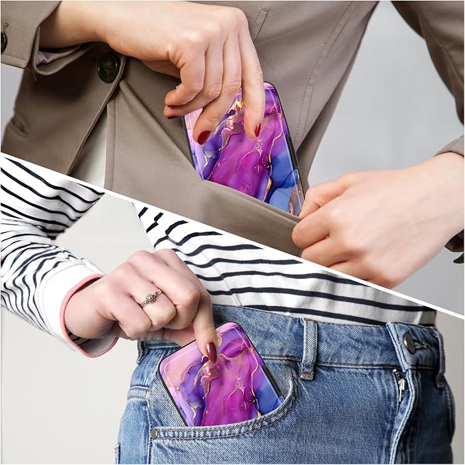 Card Holder Credit Cards Holder for Women RFID wallet women Business Card Holder Wallet Mini Aluminum Card Wallet RFID Blocking Slim Metal Hard Card for Women, Marble Patterns - Image 6