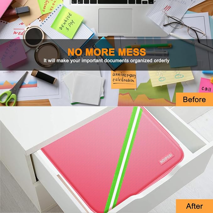 5200℉ Fireproof Document Box with Lock 16.1"x11.4"x4.3"- 8 Layers | Home ,Travel ,Strong, Water Resistant,Safe Storage Document Storage Organizer for Important Documents and File,Pink - Image 6