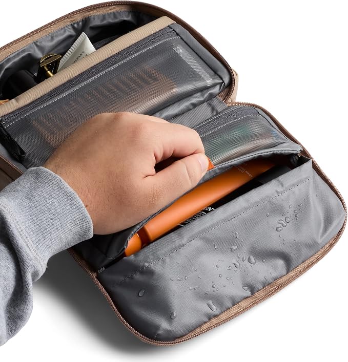 Bellroy Hanging Toiletry Kit 3L, Travel Toiletry Bag - Stone | 3L hanging toiletry bag for men and women, designed for travel - Image 5